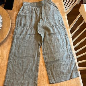 Sage green cropped wide leg summer pants.